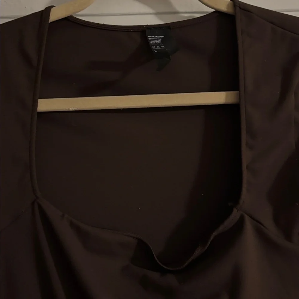 Pumiey Brown Long Sleeve Spandex Jumpsuit